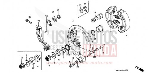 BREMSPLATTE, HINTEN (1) CR250RF de 1985